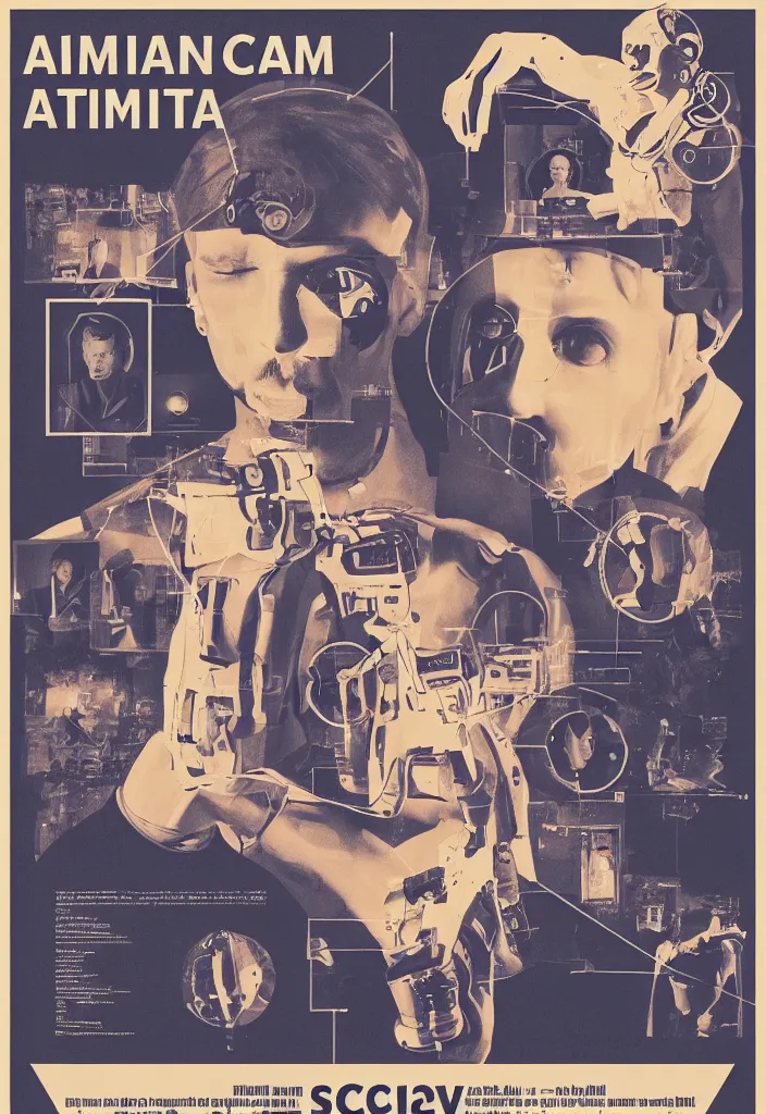 Image similar to a poster in the style of polish school of posters for the film about artificial intelligence