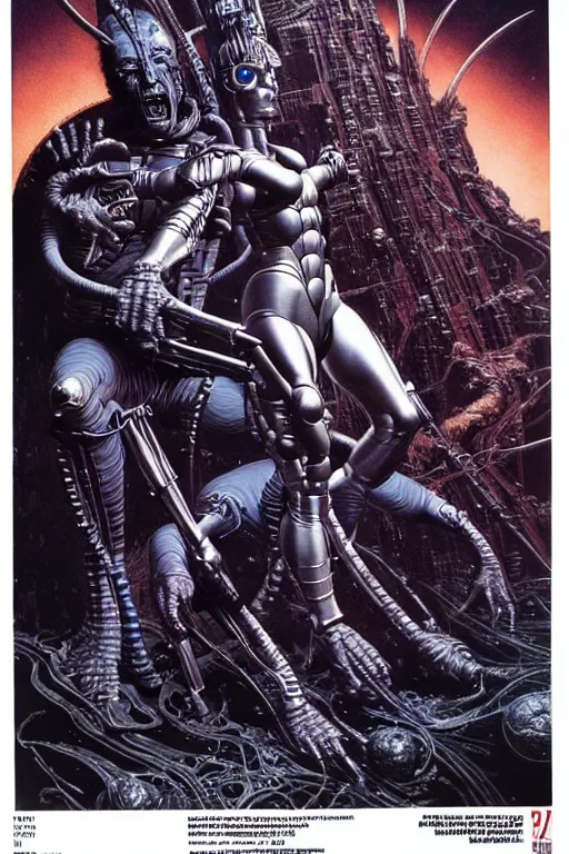 Image similar to a gemini metal hurlant character in action pose, ultra realistic, wide angle, intricate details, blade runner influence, highly detailed by wayne barlowe, hajime sorayama aaron horkey, gaston bussiere, craig mullins