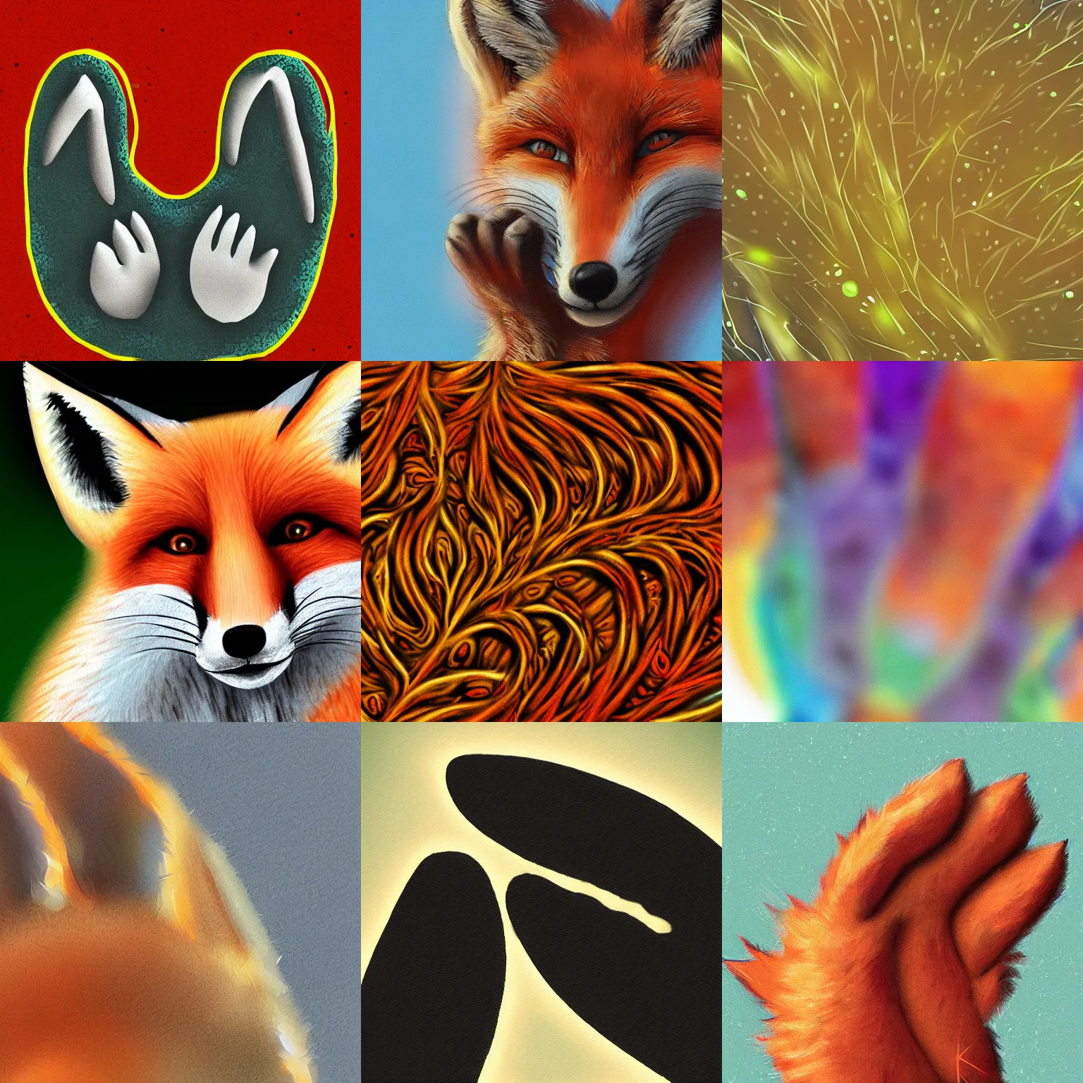 Prompt: fox paw close up, digital art