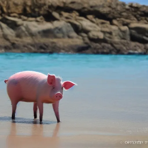 Image similar to pig on a beach