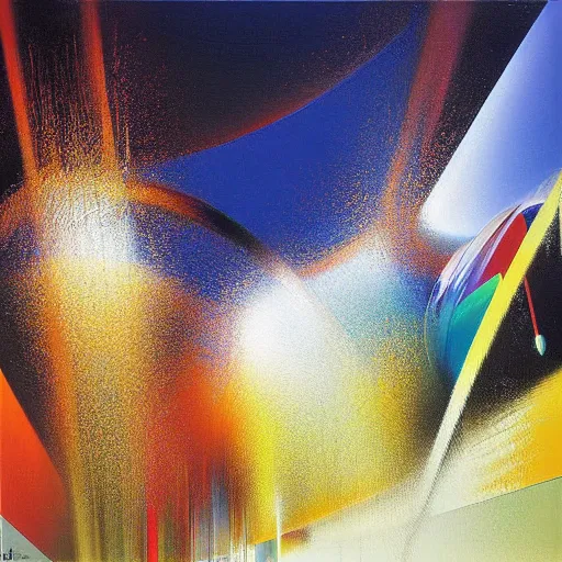 Image similar to abstract art representing momentum, oil painting by john berkey and gabriel dawe, masterwork