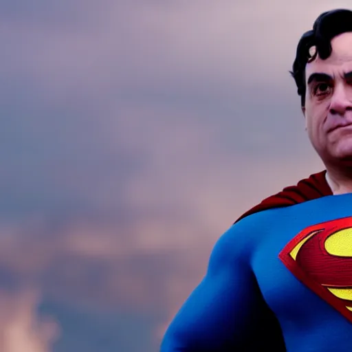 Image similar to Danny DeVito as Superman, 8k, highly detailed, Unreal Engine render