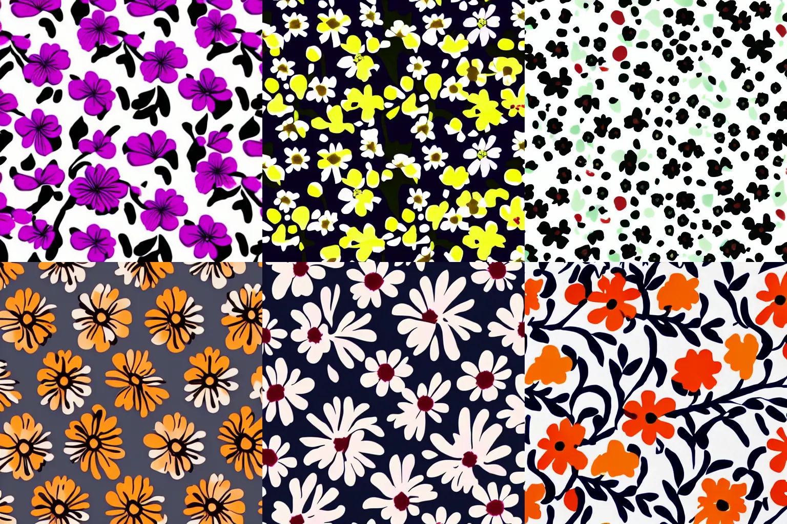 Prompt: marimekko flowers vivid bright minimalist white background