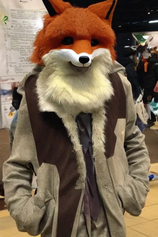 Image similar to an anthropomorphic fox, fursuit!!!!, cosplay