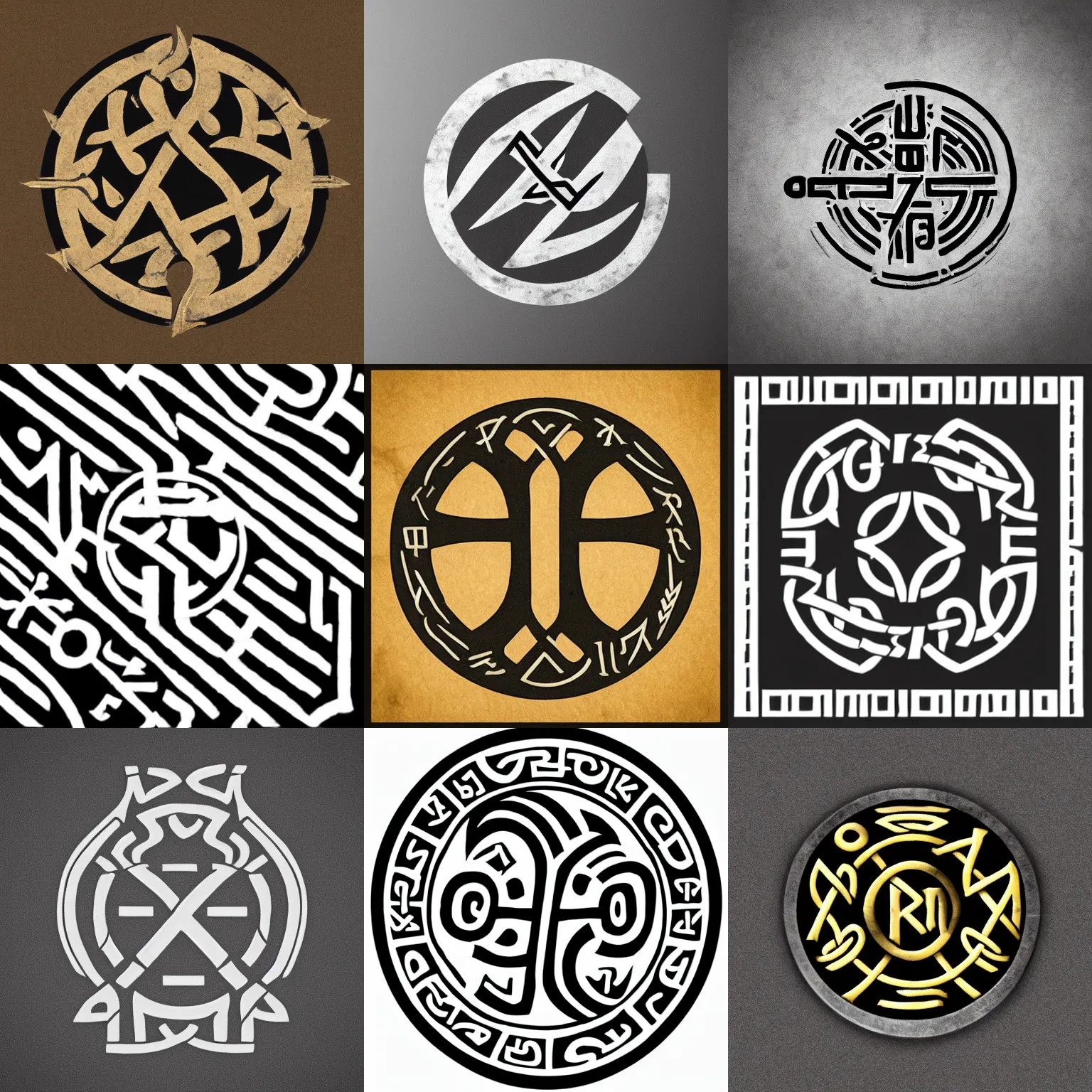 Prompt: modern logo of norse viking runes