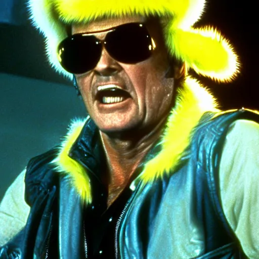 Image similar to Jack Nicholson plays Terminator, scene where he shoots Pikachu, yellow fur explodes