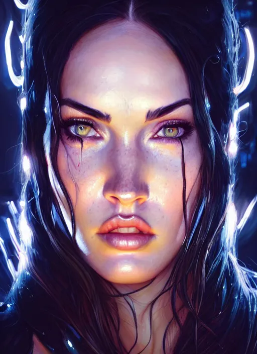 Prompt: portrait of apex legends megan fox, venom intricate, elegant, glowing lights, highly detailed, digital painting, artstation, glamor pose, concept art, smooth, sharp focus, illustration, art by artgerm and greg rutkowski, artey freytag