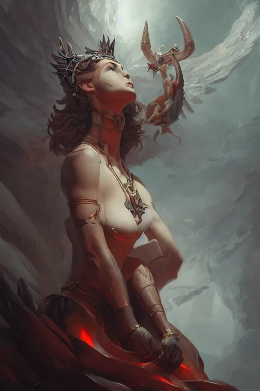 Image similar to goddess of the devils, highly detailed, digital painting, artstation, concept art, smooth, sharp focus, illustration, unreal engine 5, 8 k, art by artgerm and greg rutkowski and edgar maxence