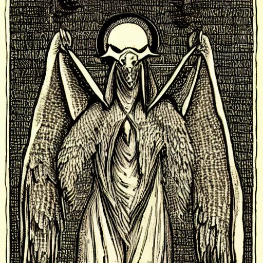 Prompt: baphomet wearing a dark hooded cloak, highly detailed