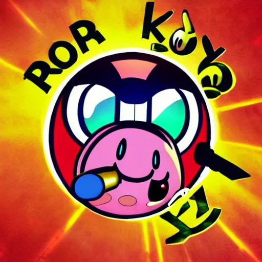 Prompt: a bottle of poppers with nintendo kirby as the logo, detailed