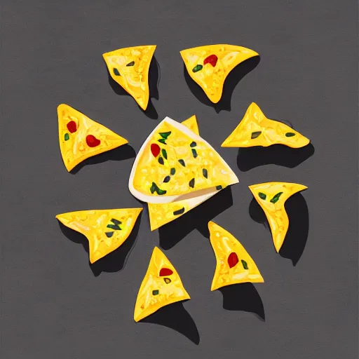 Prompt: animated illustration, isolated nachos with cheese and jalapeno, blank white background, highly detailed, digital painting, concept art, smooth, sharp