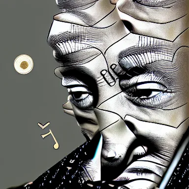 Image similar to portrait of a uncanny artist by Chor Boogie and Salvador Dali collaboration, digital art, mix of aesthetics, close up, high details