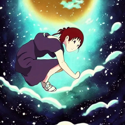 Prompt: Spirited away but in space, anime, amazing, beautiful