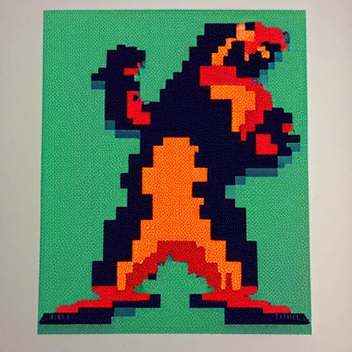 Prompt: godzilla snes pixel art