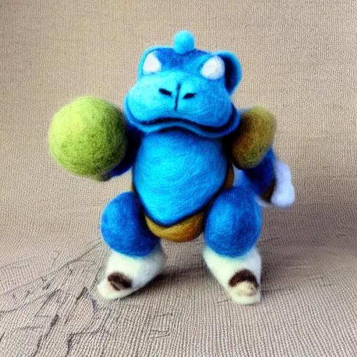 Image similar to a needle felted blastoise, needle felting art.