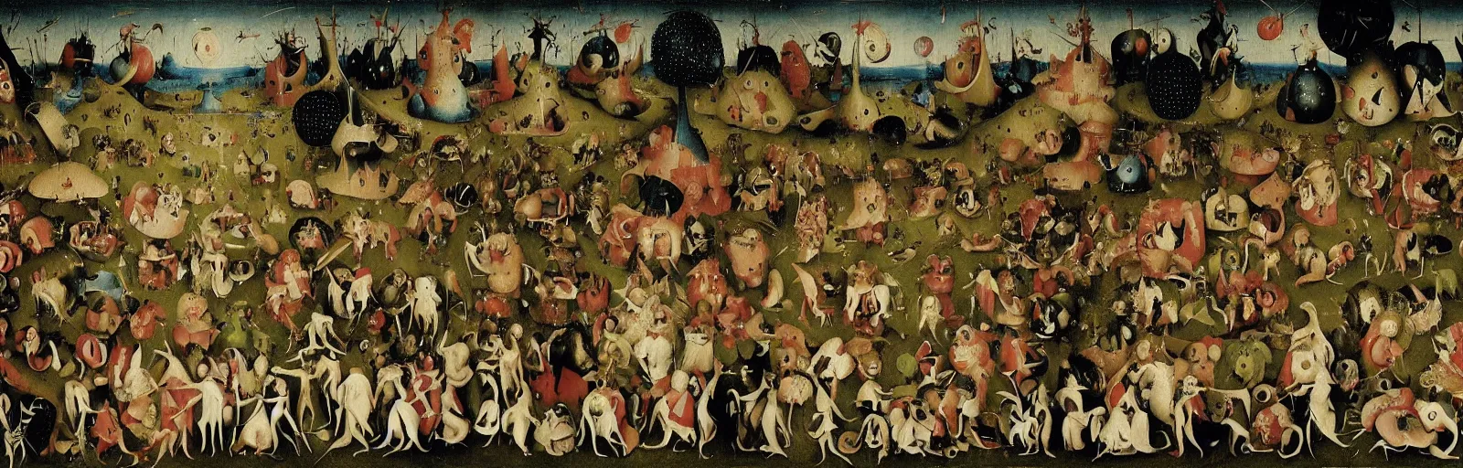 Image similar to muppets in the garden of earthly delights, painting by hieronymus bosch