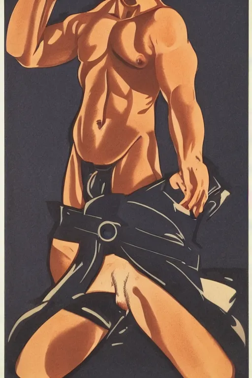 Prompt: cop at night, by tom of finland