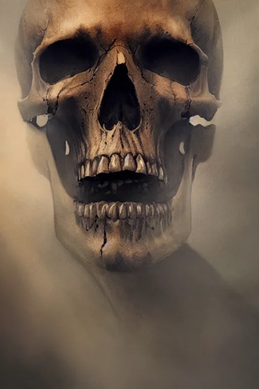 Image similar to skull, close - up portrait, powerfull, intricate, elegant, volumetric lighting, scenery, digital painting, highly detailed, artstation, sharp focus, illustration, concept art, ruan jia, steve mccurry