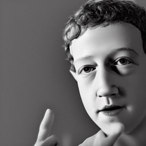 Prompt: photo of miniature Mark Zuckerberg under an electron microscope