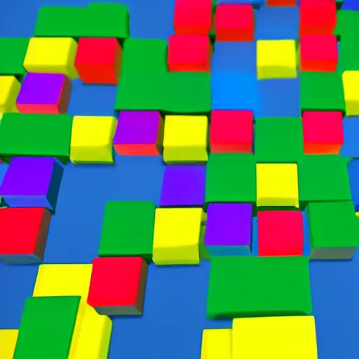 Image similar to puzzle videogame tied to a number 27, unreal engine, top view, colourful blocks, 8k