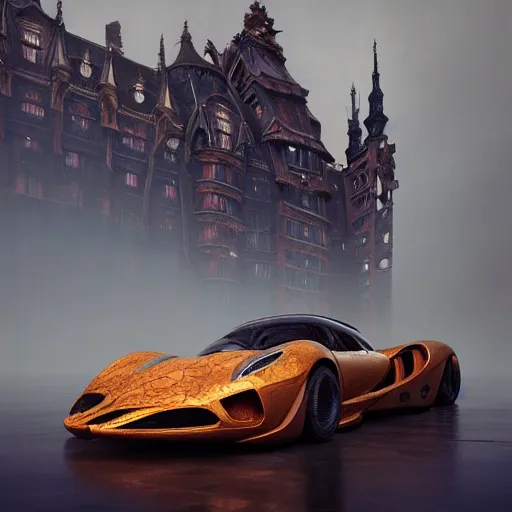 Image similar to supercar : by michal karcz, daniel merriam, victo ngai and guillermo del toro : ornate, dynamic, particulate, intricate, c elegant, highly detailed, centered, artstation, smooth, sharp focus, octane render