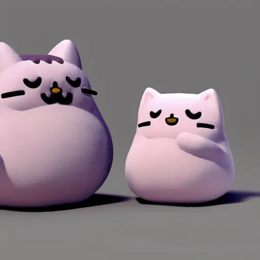 Image similar to Kirby as Pusheen the cat as a pokemon, cute, 3d render, octane render