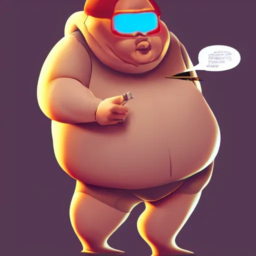 Prompt: a morbidly obese man with cybernetic appednages smoking a cigar, and pointing angrily at the screen, futuristic, comic book, sci-fi, artstation, 8k, ultradetailed