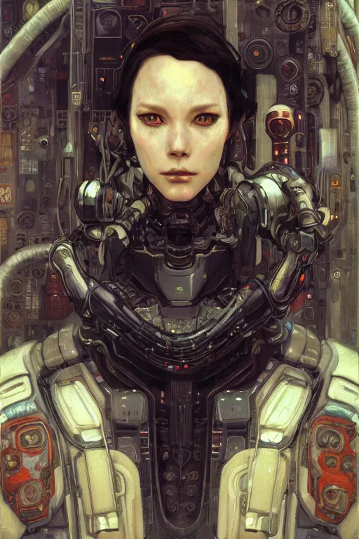 Image similar to portrait of an Alien, cyberpunk, Warhammer, highly detailed, artstation, illustration, art by Gustav Klimt and Range Murata and Ilya Kuvshinov and Sakimichan