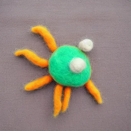 Image similar to a needle felted crab, needle felting art.