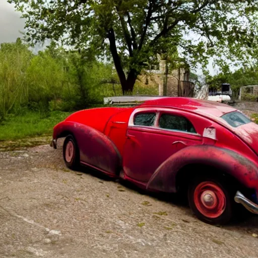 Prompt: une voiture rouge.