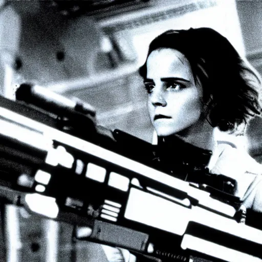 Image similar to film still of Emma Watson as Ripley in Alien 1979, 4k