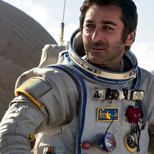 Prompt: close - up of a kurdish astronaut in a movie directed by christopher nolan, movie still frame, promotional image, imax 7 0 mm footage