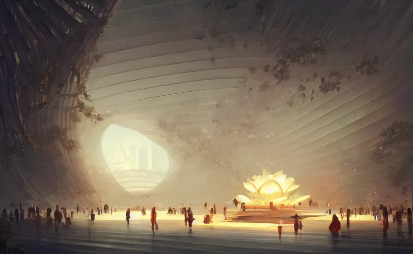 Image similar to singapore pavillion at the next world expo designed by gensler, elegant atmosphere, glowing lights, highly detailed, digital painting, artstation, concept art, smooth, sharp focus, illustration, art by wlop, mars ravelo and greg rutkowski