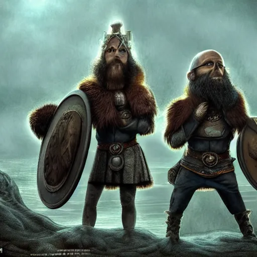 Image similar to The minions in The Vikings Digital art very detailed 4K quality Super Realistic