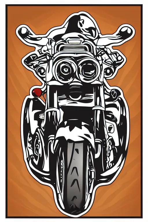 Prompt: A portrait of a biker bull, sticker, highly detailed, colorful, illustration, smooth and clean vector curves, no jagged lines, vector art, smooth