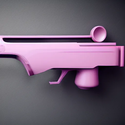 Prompt: futuristic pistol, light pink, surreal, cute, stylized, unreal 5 render