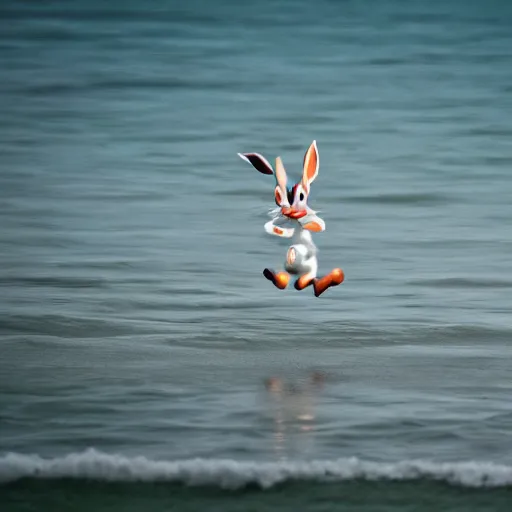 Image similar to Photo of Bugs Bunny running through the ocean, photography, HDR