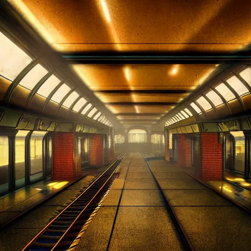 Prompt: retro futuristic vintage train station, atmospheric lighting, painted, intricate, volumetric lighting, beautiful, daytime, sunny weather, slight overcast, sharp focus, deep colours, ultra detailed, by leesha hannigan, ross tran, thierry doizon, kai carpenter, ignacio fernandez rios