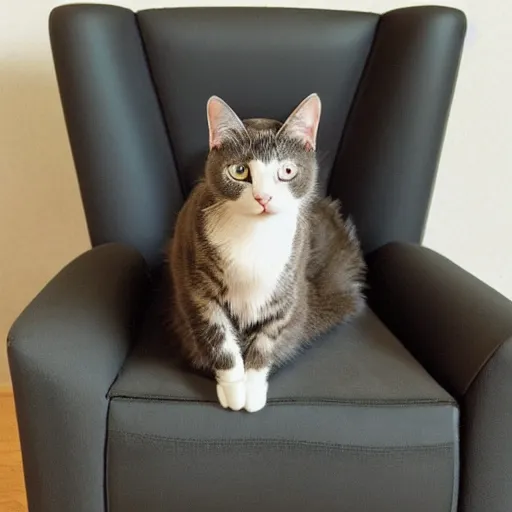 Image similar to a cat in cartoon style sitting on a couch