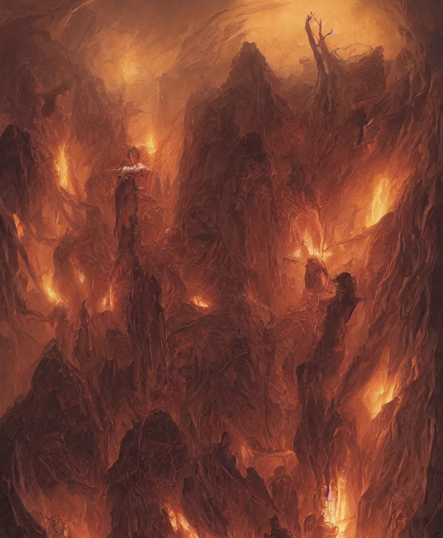 Image similar to the discovery of fire by Wayne Barlowe and Yoan Lossel