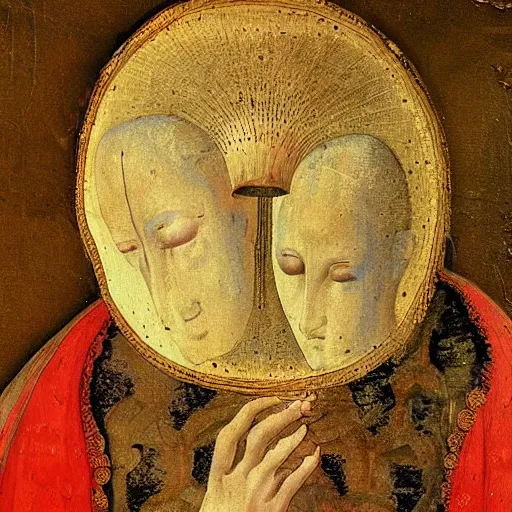 Image similar to 1 5 th century painting of a mushroom divinity