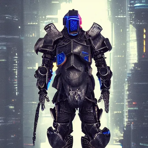 Prompt: cyberpunk knight armor