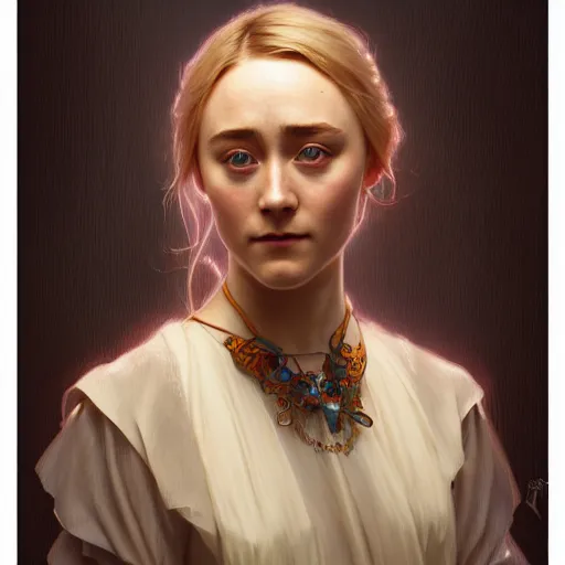 Image similar to true-to-life Saoirse Ronan, intricate, elegant, highly detailed, digital painting, artstation, concept art, sharp focus, illustration, art by artgerm and greg rutkowski and alphonse mucha and loish and WLOP