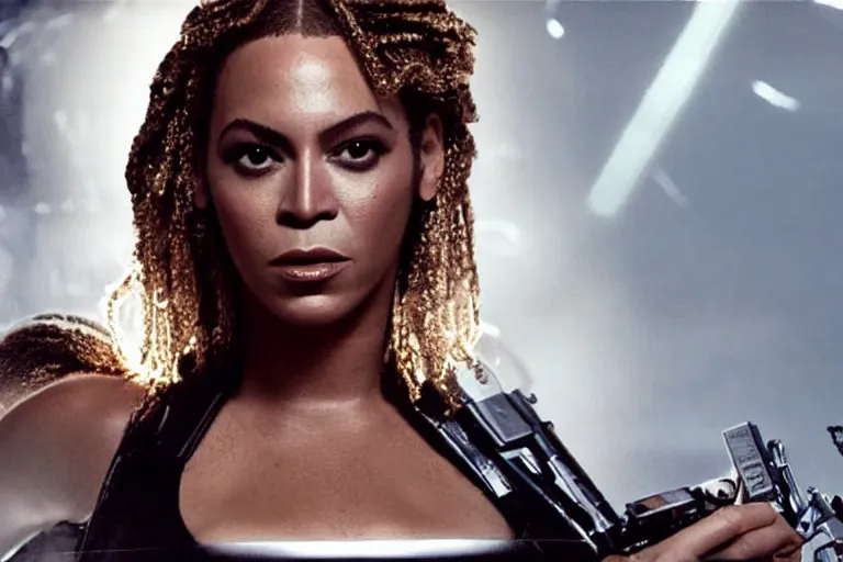 Image similar to VFX movie where Beyonce plays the Terminator by James Cameron