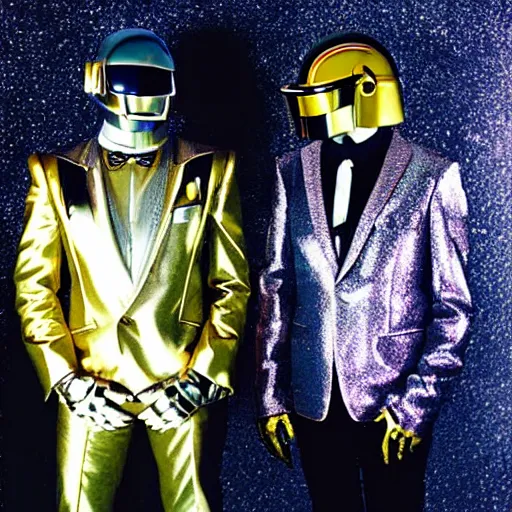 Prompt: An Alec Soth portrait photo of Daft Punk