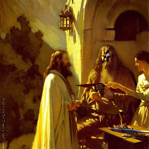 Image similar to the lord of the rings, painting by gaston bussiere, craig mullins, j. c. leyendecker, johannes vermeer