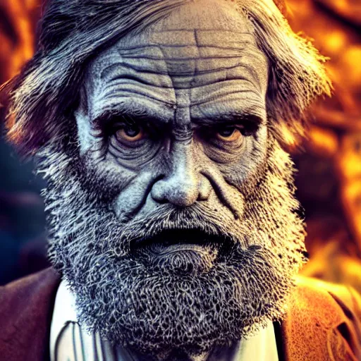 Prompt: mutant charles darwin cinematic 3 5 mm hdr realistic