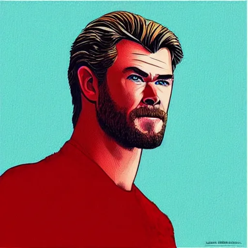 Image similar to “ chris hemsworth retro minimalist portrait by jean giraud, moebius starwatcher comic, 8 k ”