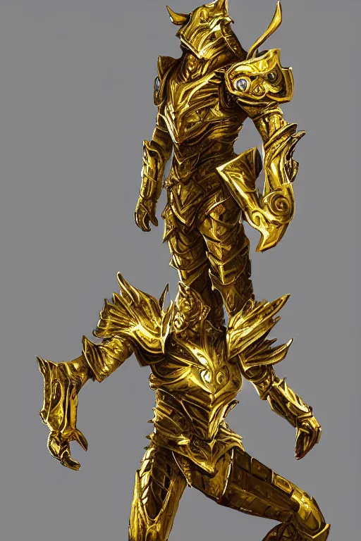 Prompt: a new golden armor zodiac Knight by tatsuya Yoshikawa artist Rendering the frog constellation armor . full of details, by utsurowazaru mono and jet set radio , Matte painting, trending on artstation and unreal engine