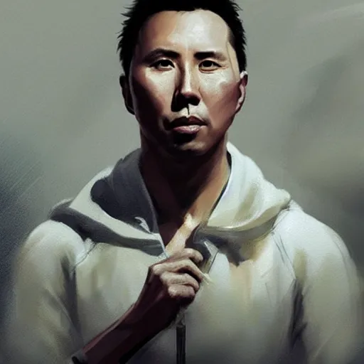 Image similar to “ portrait of donnie yen by greg rutkowski, young, attractive, highly detailed portrait, scifi, digital painting, artstation, concept art, smooth, sharp foccus ilustration, artstation hq ”